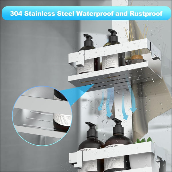 Shower Caddy Hanging, over Frameless Glass Door Shower Shelf, Silver3
