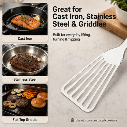 304 Stainless Steel Fish Spatula, Thin Flexible Slotted Turner6