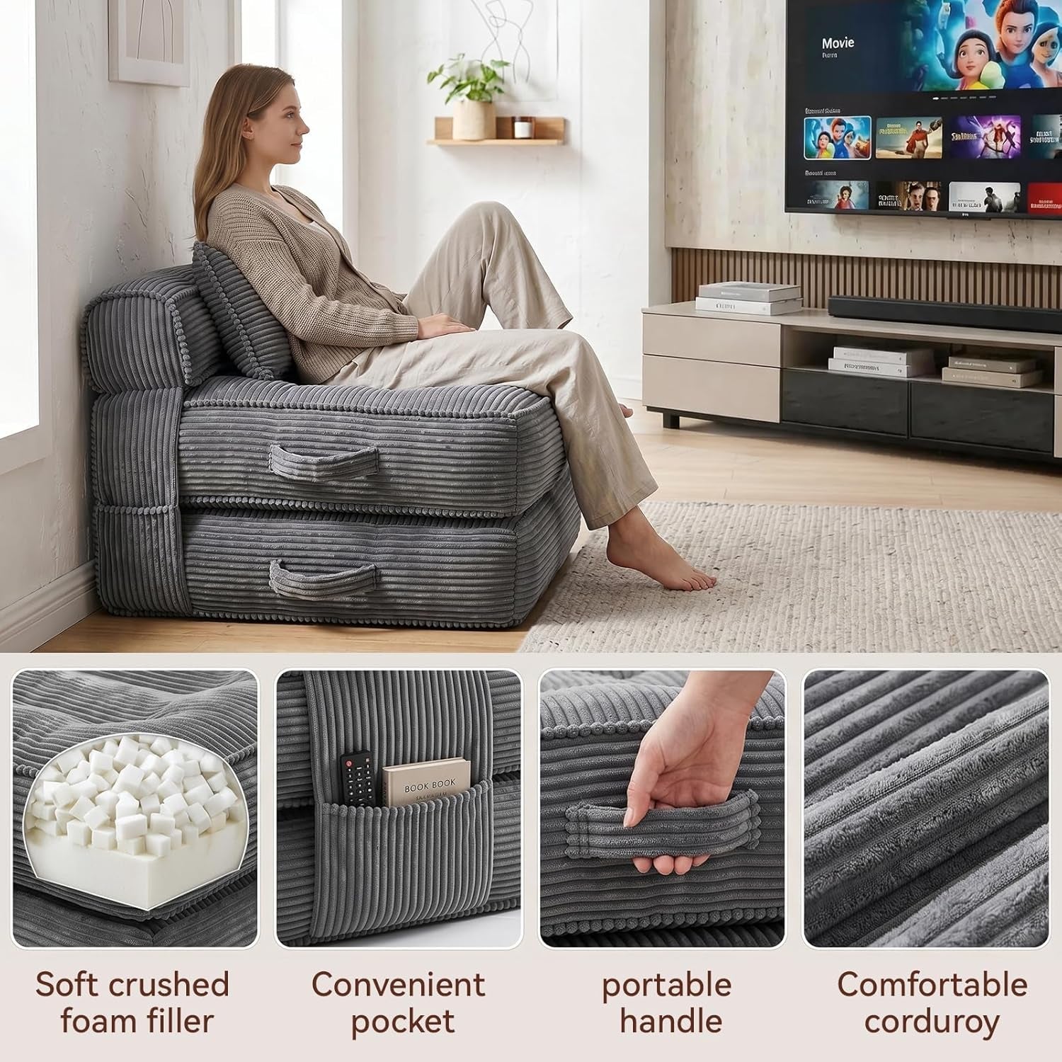 folding-sofa-bed-convertible-sleeper-chair-with-pillow