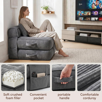 Folding Sofa Bed, Convertible Sleeper Chair with Pillow4