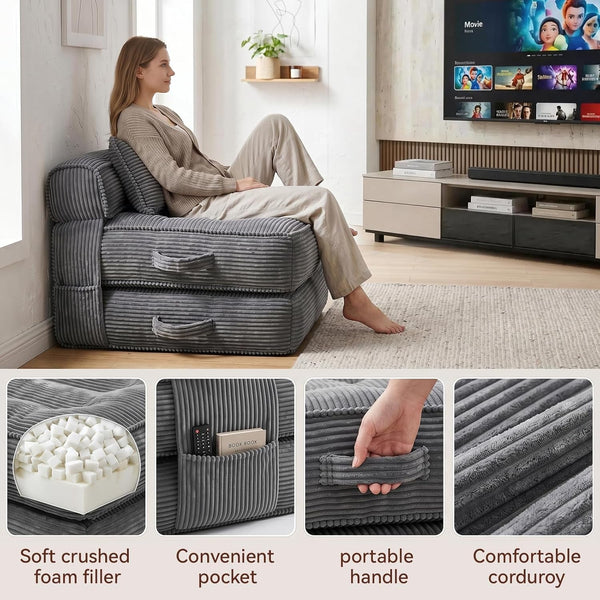 Folding Sofa Bed, Convertible Sleeper Chair with Pillow4