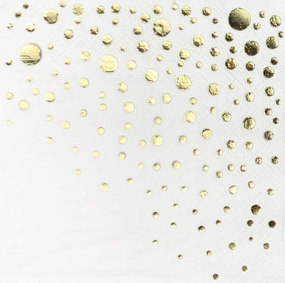 Gold Cocktail Napkins, 100 White and Gold Party Napkins, 5X5 Inch | Soft 3-Ply Paper, Foil-Stamped Detail, Beverage Service, Dessert Tables, Bridal Showers, Engagement Celebrations3