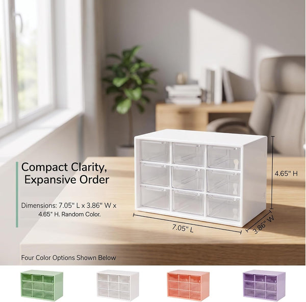 Desk Organizers Box with 9 Compartments – Plastic Desktop Drawer Storage Box, Storing Organizer for Hardware, Beads, Makeup, Office, and Craft Storagew(Random Color)3