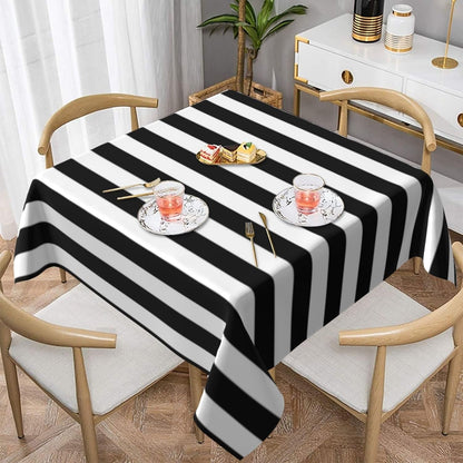 Square Table Cloth, Stripes White Black Tablecloth Washable Dinng Table Covers Decorative for Kitchen & Table Linens 60" X 60"1