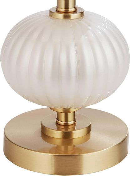 Grace 30" Large Table Lamp Brass Pearl White Glass Dimmer Modern Glam7