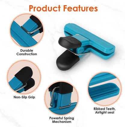 Chip Clips, 8 Pack Food Clips, Upgrade Wide Open Bag Clips for Food Storage with Air Tight Seal Grip (4 X L, 4 X S)7