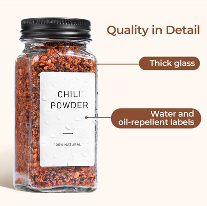 Glass Spice Jars with with Labels 4 Oz 24 Pack Small Square Bulk Set5
