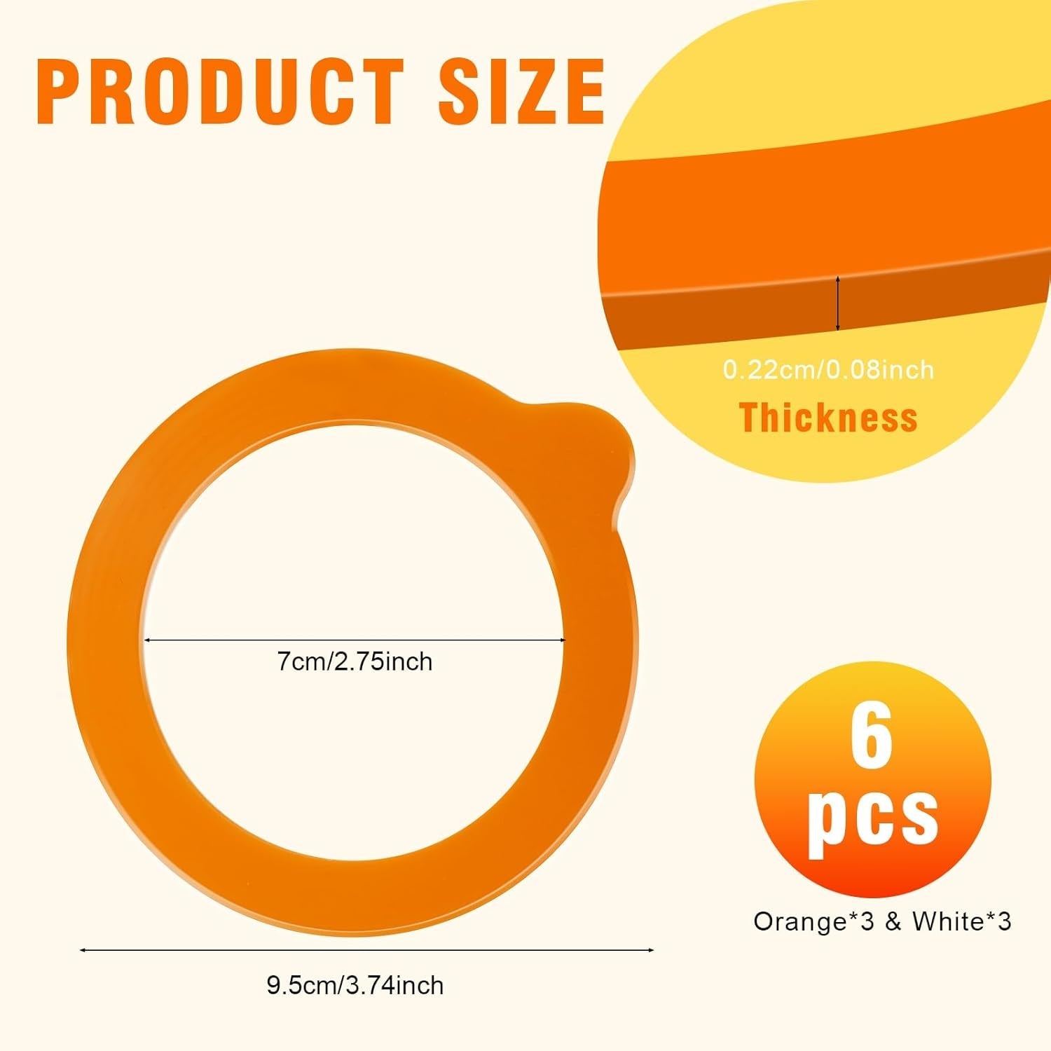 3-75-inches-diameter-rubber-seals-for-glass-jars-6-pcs-food-grade-airtight-replacemen-silicone-jar-gaskets-leakproof-gasket-sealing-rings-for-canning-mason-jars-fits-most-sizes-white-and-orange