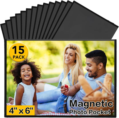 15 Pack Magnetic Picture Frames for Refrigerator, 4X6 Inch, Black1