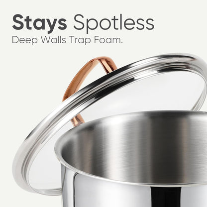 8 Qt Tri-Ply Stainless Steel Stockpot, Non-Toxic Stock Pot with Lid, Soup Pot for Pasta, Even Heating, Oven Safe, Induction, Ceramic and Gas Cooktops Compatible, Sliver, Mothers Day Gifts4