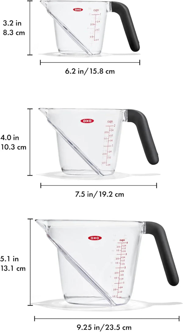 OXO Good Grips Angled Measuring Cups with Markings, Multi Size 3-Piece Set | Angled Interior Markings to Read from Above, Includes 1-Cup, 2-Cup & 4-Cup, Marked with Ounces & Ml, Non-Slip Grip6