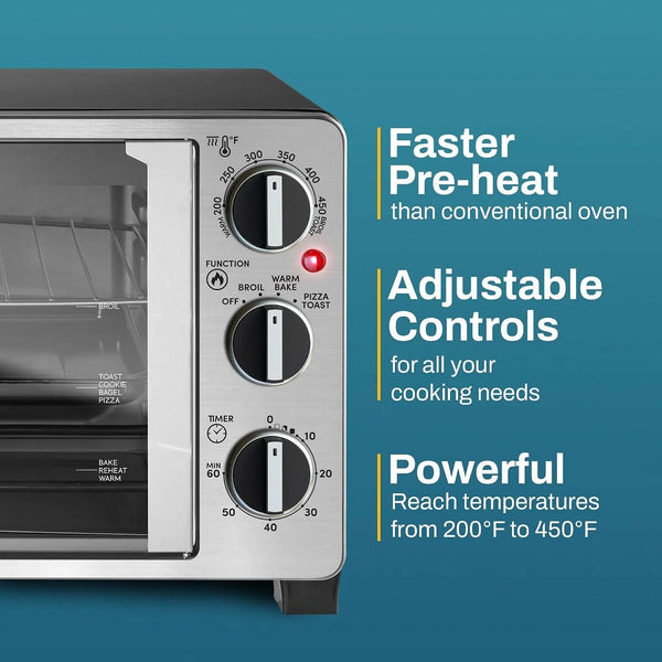 ETO2530M Double French Door Oven, 25L, 12" Pizza, Ss/Black | Bake, Broil, Toast & Keep Warm Functions - Great for Entertaining - Countertop Design3