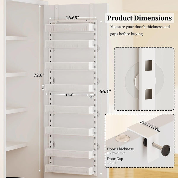 8-Tier Adjustable over the Door Pantry Organizer with Metal Mesh Baskets2