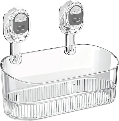 2026 New No-Drill Bathroom Suction Storage Box, Large Capacity Strong Load-Bearing Suction Cup Storage Rack with Drain Holes, Multi Functional Wall-Mounted Organizer for Home Bathroom (1, White)1