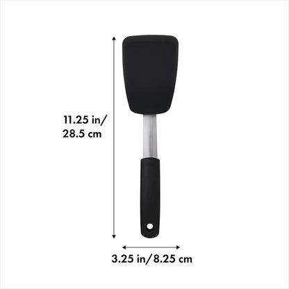 OXO Good Grips Small Silicone Flexible Turner - Black | Spatula, Heat Resistant and Flexible Head, Non-Stick Safe, Ideal for Flipping Burgers or Eggs, Dishwasher Safe6