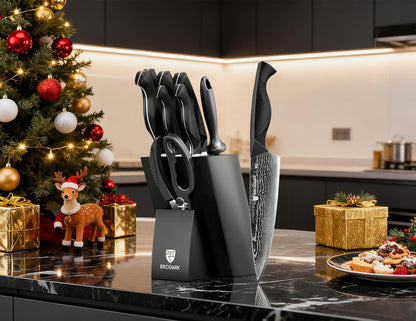 Knife Set, 9PCS Damascus Knife Set with Block, Japanese Knives | Sharp Damascus Kitchen Knives Set, Ergonomic Full-Tang ABS Handle, for Home and Professional Chefs, Knife Set for Gifting8