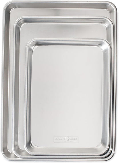Naturals 3 Piece Set - USA Made Aluminum Commercial Quality Sheet Pan for Baking or Roasting, Encapsulated Galvanized Steel Rim Prevents Warping; Half Sheet, Jelly Roll and Quarter Sheet1