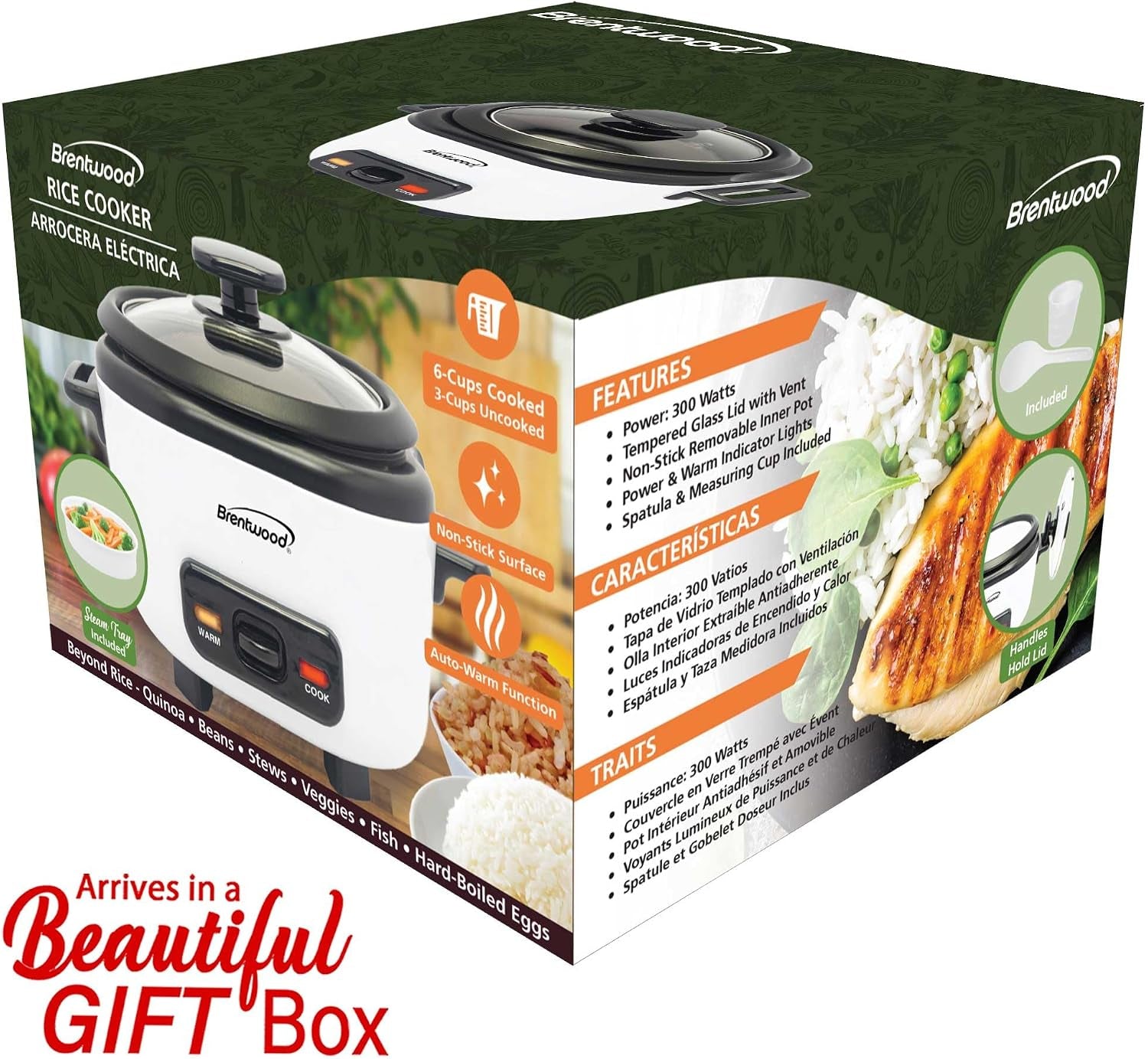 7-function-smart-rice-multi-cooker-food-steamer-slow-cooker-saute-keep-warm-and-15hr-delay-timer-stainless-steel-white-6-cups-cooked-3-cups-uncooked
