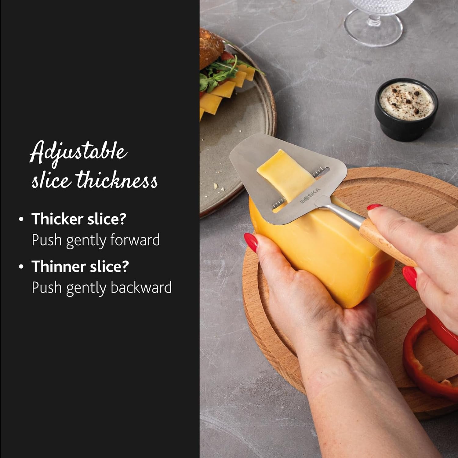 boska-cheese-slicer-amigo-slicer-for-mature-and-aged-cheese-ergonomic-handle-stainless-steel-beech-wood-non-stick-thanks-to-bsf-treatment-also-for-slicing-vegetables