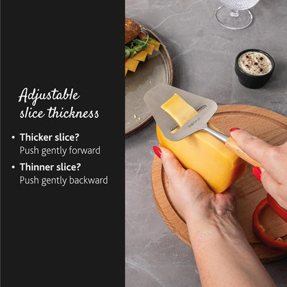 Boska Cheese Slicer Amigo - Slicer for Mature and Aged Cheese - Ergonomic Handle - Stainless Steel - Beech Wood - Non-Stick Thanks to BSF Treatment - Also for Slicing Vegetables5
