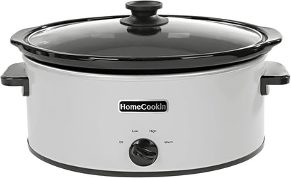 8 Quart Slow Cooker Oval Manual Pot Food Warmer with 3 Cooking Settings, White Stainless Steel1