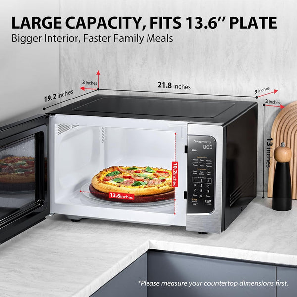 ML-EM45PIT(SS) Countertop Microwave Oven with Inverter Technology, Kitchen Essentials, Smart Sensor, Auto Defrost, 1.6 Cu.Ft, 13.6" Removable Turntable, 33Lb.&1250W, Stainless Steel | Smart Sensor, Auto Defrost, 13.6" Removable Turntable, Mute Function, , 1250W, Stainless Steel7