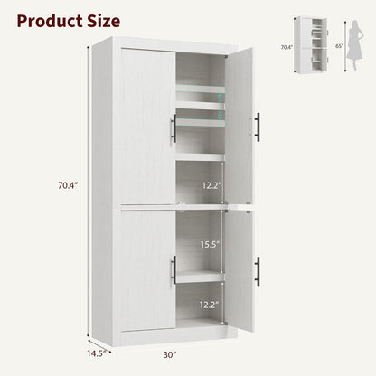 70.4" Farmhouse Kitchen Pantry Cabinet with Doors and Adjustable Shelves, Avoids Dust, Tall Freestanding Storage Cabinet for Kitchen, Microwave Stand & Dining Room Organization, Rustic White2