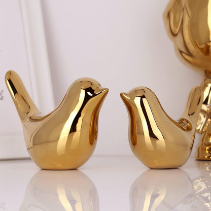 2 Pcs Gold Decor Accents,Small Animal Statues,Modern Home Decorative, Birds Sculpture, Ornaments for Shelf, Bookshelf, Coffee Table,Knick Knacks Home Decor for Shelves(Gold Bird)3