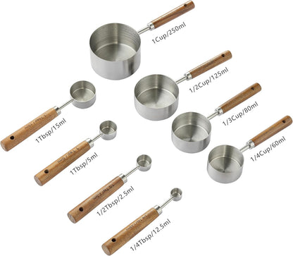 Stainless Steel Metal Measuring Cups and Spoons Set, 8 Pack2