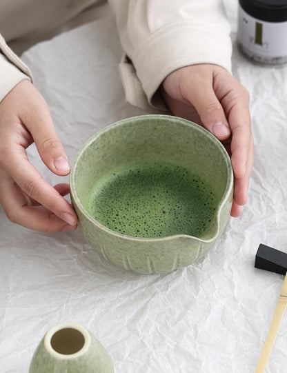 Matcha Set - Match Bowl and Whisk, 15 OZ Matcha Whisk Set | Matcha Scoop | Matcha Whisk Stand (Chasen Holder) - 5Pc Perfect Matcha Kit for Matcha Tea Ceremony (Mottled Green)8