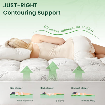 Twin XL Mattress Topper Viscose Derived from Bamboo, Thick Pillow Top Mattress Pad with Stretchable Pockets for 8"-20" Mattress, Soft Breathable Cooling Mattress Topper for Hot Sleepers3