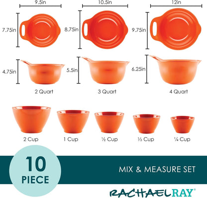 Pantryware Mixing Bowl Measuring Cup and Utensil Set, 10 Piece, Orange2
