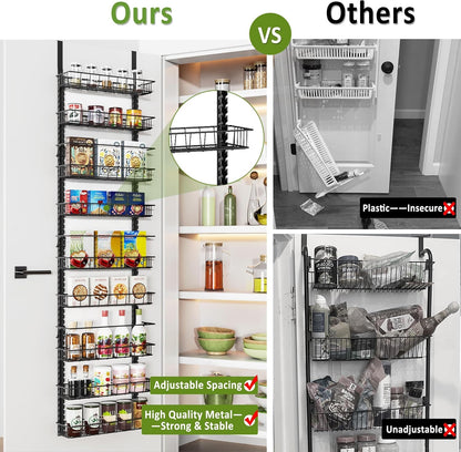 9 Tier over Door Pantry Organizer, 2-In-1 Adjustable Spice Rack4