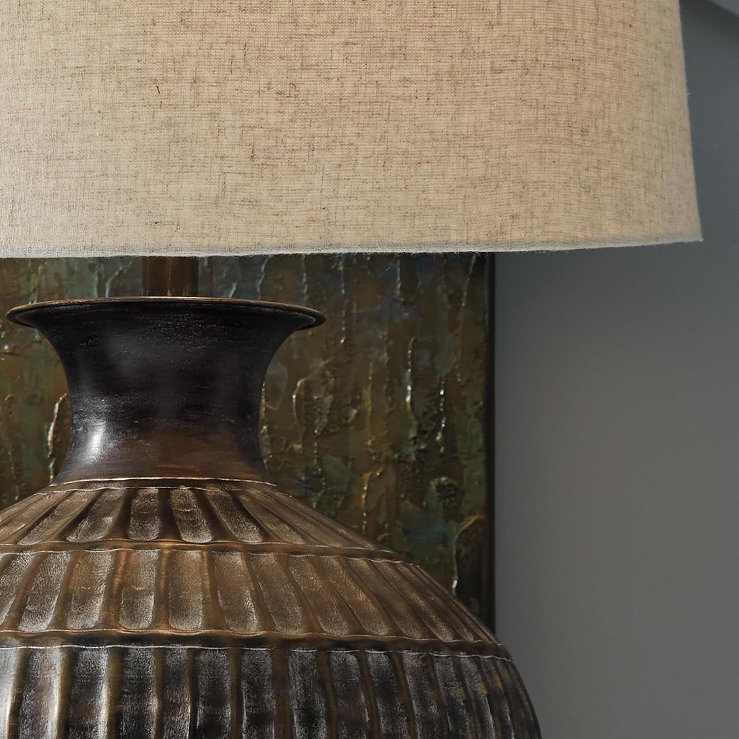 signature-design-by-ashley-magan-metal-table-lamp-28-antique-bronze-antique-bronze-tone-metal-base-textured-pattern-fabric-modified-drum-shade-living-room-or-entryway-use-3-way-switch