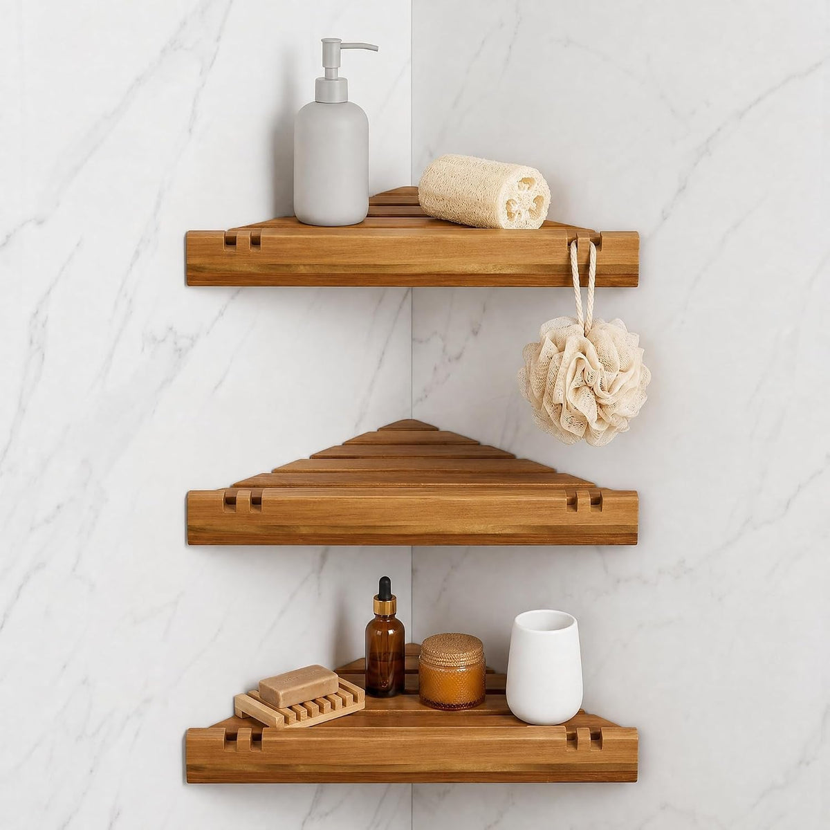 3-pack-acacia-wood-corner-shower-shelf-triangular-wooden-bathroom-organizer-wall-floating-shelves-no-drilling-corner-caddy-storage-for-tiled-wall-kitchen-living-room