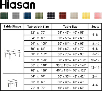 Waterproof Gingham Tablecloth Square 70 X 70 Inch, Forest Green6