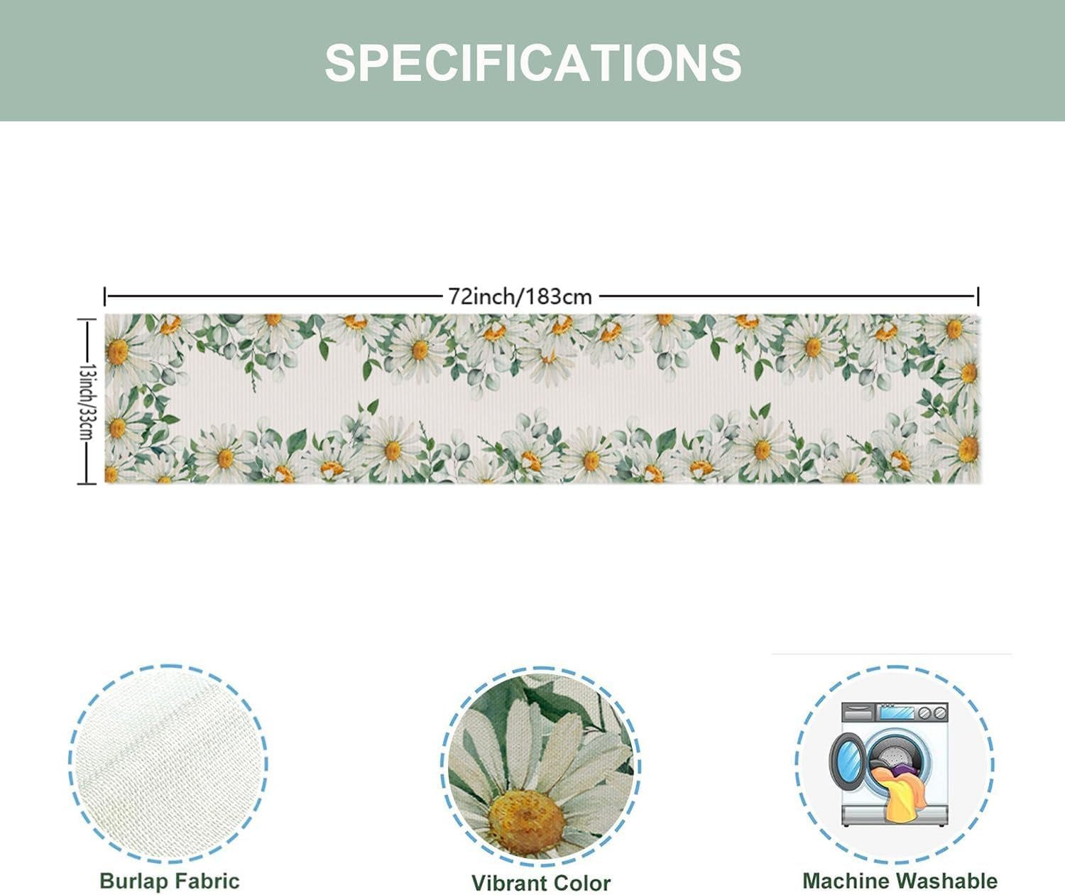 daisy-flowers-table-runner-13x72-inch-seasonal-spring-summer-green-plants-kitchen-dinning-table-decoration-for-indoor-outdoor-birthday-home-party-decor