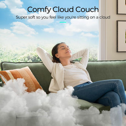 123'' Modular Sectional Sofa 3 Seat Couch Corduroy Cloud Couch with Deep Seat, Modern L-Shaped Cloud Couch with 1 Movable Ottoman for Living Room, Office, Bedroom, Green4