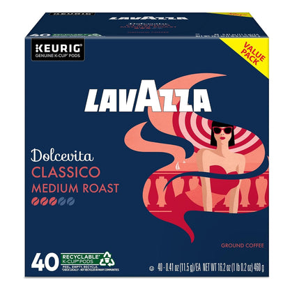 Lavazza Dolcevita Classico, Single-Serve Keurig K-Cup Pods, Medium Roast Coffee, 40-Count Box10