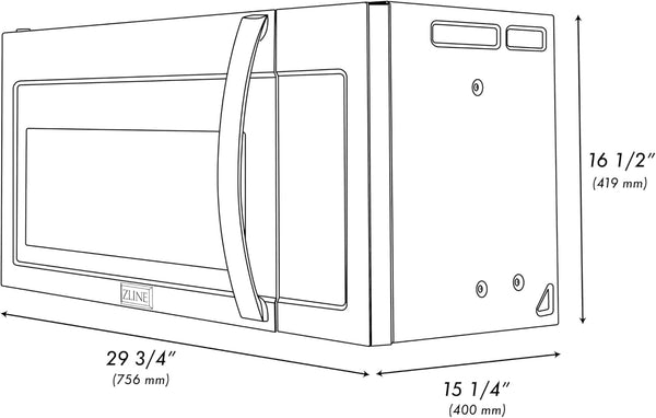 ZLINE 30" 1.5 Cu. Ft. over the Range Microwave in Black Stainless Steel with Traditional Handle and Set of 2 Charcoal Filters (MWO-OTRCFH-30-BS)8