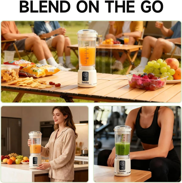 Portable Blender for Smoothies and Shakes, 18Oz Rechargeable Electric Personal Juicer Cup with Dual Mode, 6 Sharp Blade Drink Mixer Bottle with Leakproof-Lid & Sip Spout for Kitchen/Travel/Gym (White)6