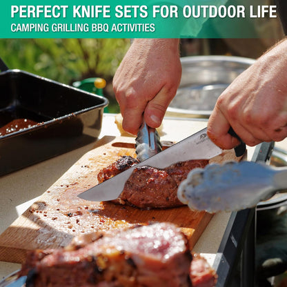 Mossy Oak 6-Piece Knife Set with Sharpening Steel & Roll Bag | Razor Sharp Blades, Non-Slip Ergonomic Handles, Full Bolster Design, Cuts Meat Fruits , Ideal Gift for Cooking Lovers4