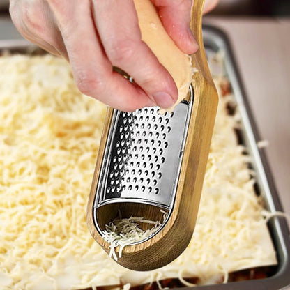 Wooden Cheese Grater with Container,Stainless Steel Cheese Shredder8