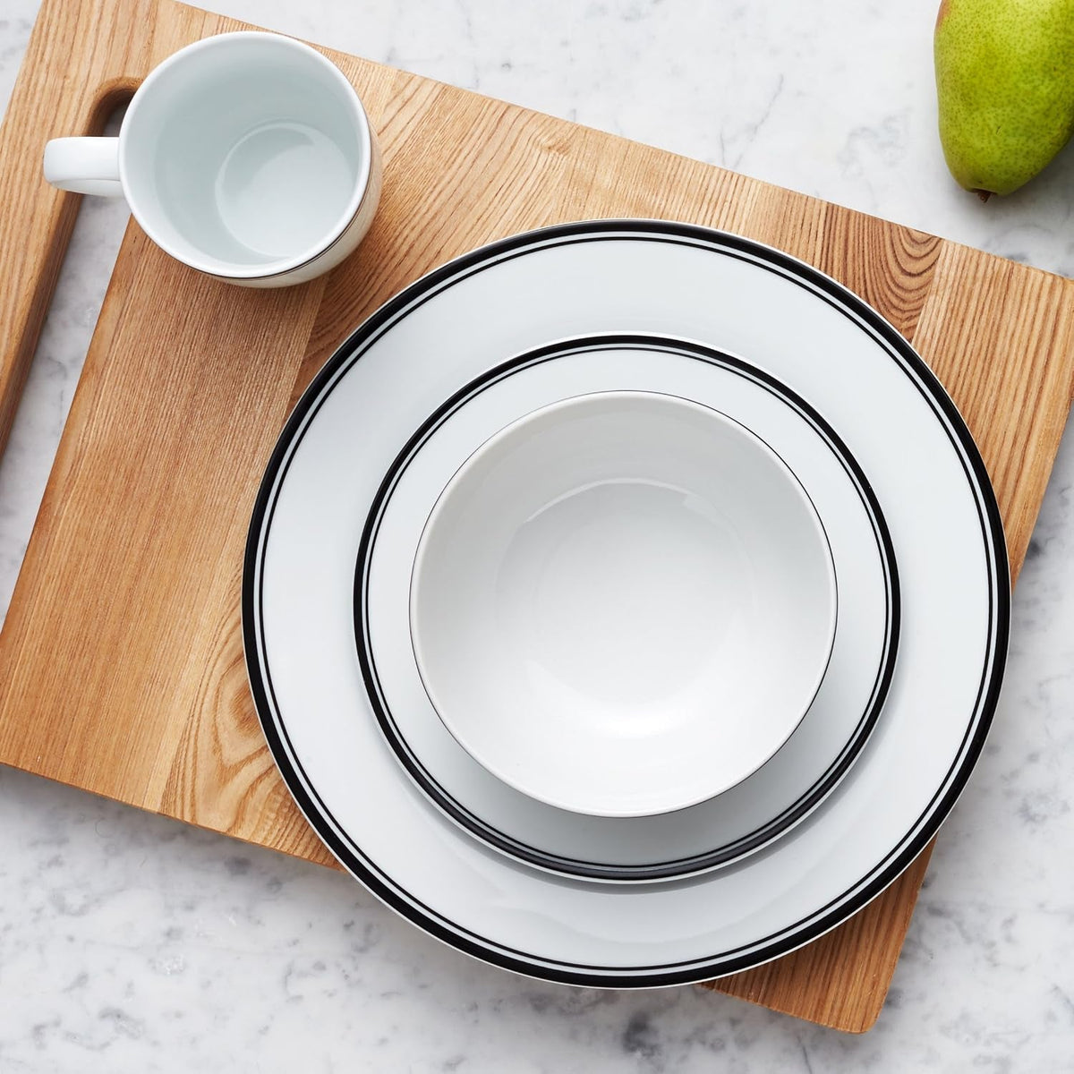 16-piece-cafe-stripe-dinnerware-set-microwave-and-dishwasher-safe-plates-bowls-mugs-service-for-4-black