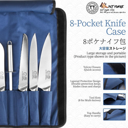 Stainless Steel Professional Japanese Kitchen Knife Set with Bag | Includes Paring, Boning, Santoku, Bread Slicing, Chef Knives, Honing Steel, Mini Whetstone, Scissors, Washing Cloth4