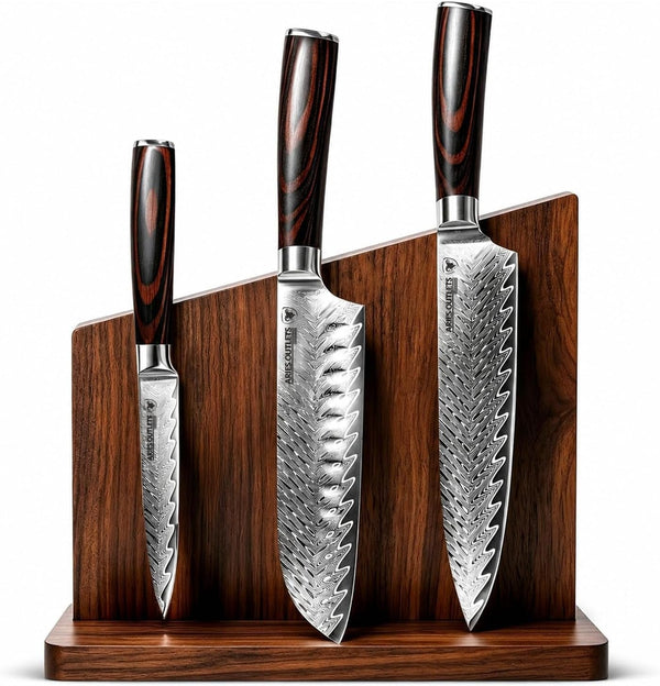 3 Piece Japanese Kitchen Knife Set, VG10 Core Damascus Knives | Ultra Sharp 67-Layer Forged Chef, Santoku and Utility Knives, 15° Edge, Ergonomic Pakkawood Handles and Gift Box7