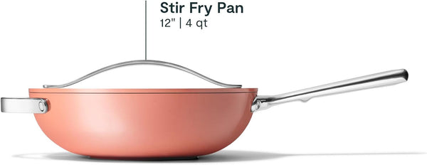 Caraway 12" Non-Stick Ceramic-Coated Stir Fry Pan | Wok-Inspired Pan, Free from Forever Chemicals, High-Sloped Walls, Stainless Steel Handles, Perracotta3
