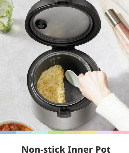 Rice Cooker with 6 Functions, 4-Cups Uncooked Rice | Multi Cooker, Slow Cook, Steam, Saute, Warm, 6 One-Touch Programs for Brown Rice, Quinoa and Oatmeal6