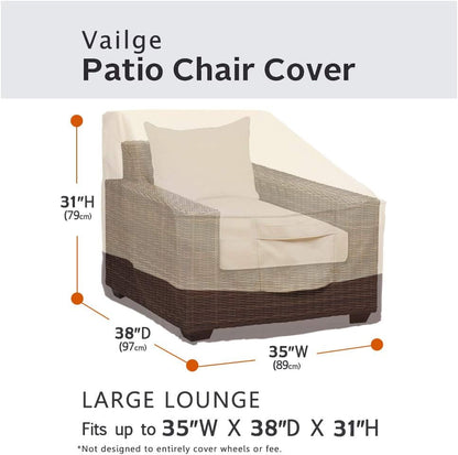 Patio Chair Covers, Lounge Deep Seat Cover, Heavy Duty and Waterproof Outdoor Lawn Patio Furniture Covers (2 Pack - Large, Beige & Brown)2