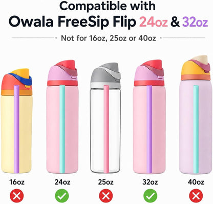 Replacement Straws for Owala Freesip 24Oz & 32Oz, 6 Pack | Water Bottle Replacement Accessories | Bpa-Free Reusable Plastic Straws | Includes Cleaning Brush3